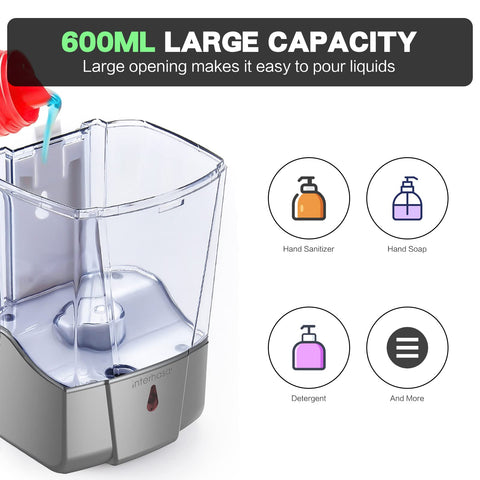 interhas! Automatic Wall Mounted Commercial Hand Sanitizer Dispenser - Liquid/Gel Touchless, 600ml/20oz (Silver)