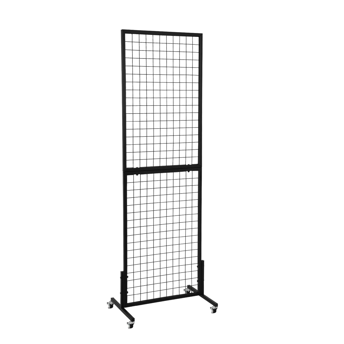HIDODO Freestanding Grid Wall Panel Standing Wire Grid Display Rack with T-Base Wheels, Gridwall Panel Tower for Shows, Black (1 Pack)