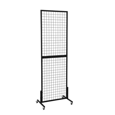 HIDODO Freestanding Grid Wall Panel Standing Wire Grid Display Rack with T-Base Wheels, Gridwall Panel Tower for Shows, Black (1 Pack)