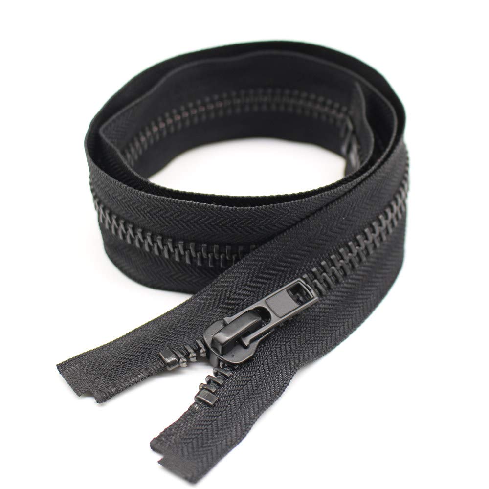 YaHoGa 38 cm #10 Large Zip Metal Zip Separable Zip for Coat, Jacket (Black)