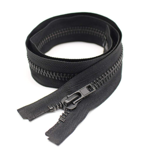 YaHoGa 38 cm #10 Large Zip Metal Zip Separable Zip for Coat, Jacket (Black)