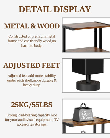 Hocomay HiFi Stand With Storage Shelf - 4-Tier - 28D x 42W x 81H cm