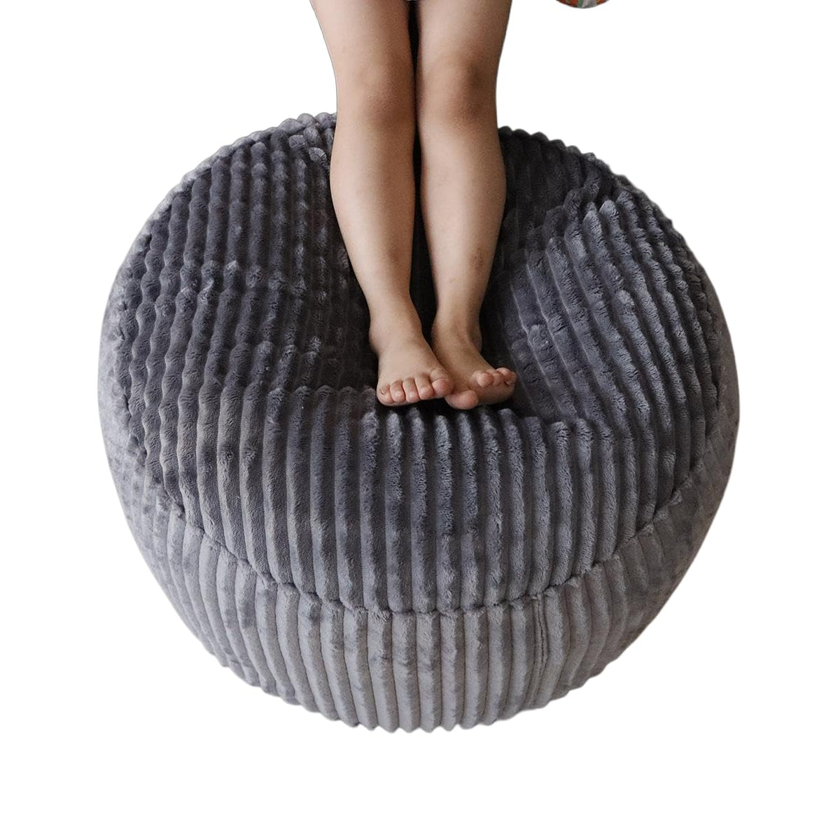 lygooh Unstuffed Footstool Bean Bag Cover Round Pouf Ottoman Foot Stool