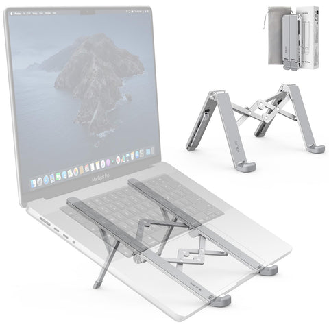 SODI 2026 2-in-1 Foldable Laptop Stand, Tablet and iPad Stand, Lightweight 210 g, 6-Level Adjustable Aluminium Laptop Riser with Heat Dissipation