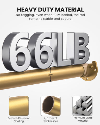 Wardrobe Rail, 43 to 173 CM Stepless Adjustable Metal Rails To Hanging Clothes, 3.3 CM Heavy Duty Wardrobe Rails and Fittings for Closet Wardrobes