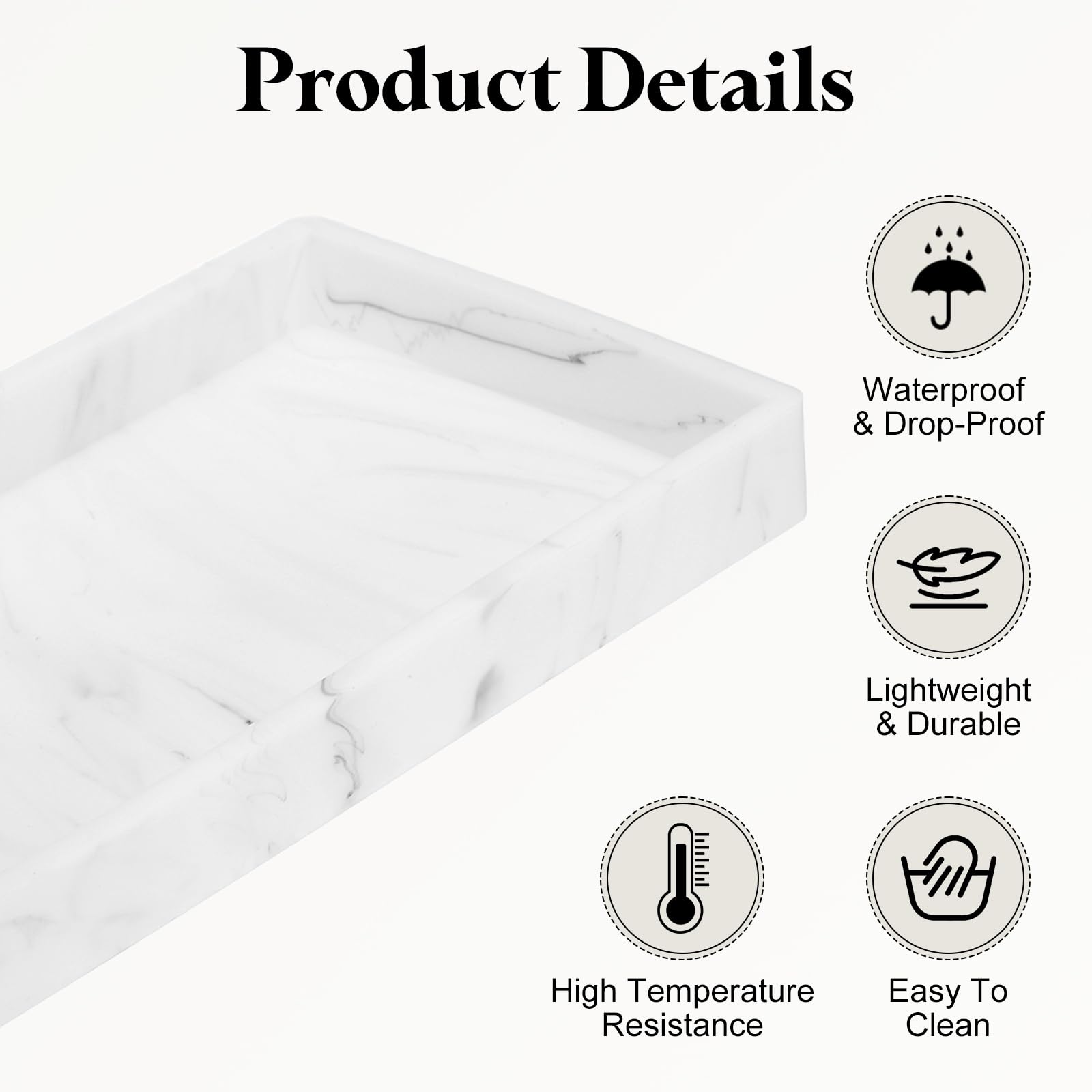 sourcing map Bathroom Vanity Tray, 7.9" x 3.9" Silicone Soap Dispenser Trays, Shatterproof Kitchen Sink Organizer for Soaps Keys Candle Trinket