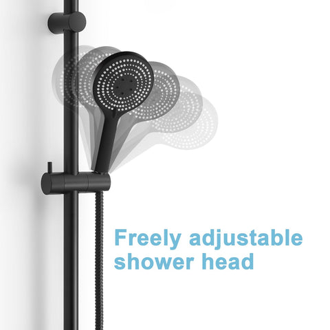 OFFO Shower Riser Rail, 90cm Wall Mounted Shower Rail Adjustable Distance 60 to 89cm with Handheld Shower Head Holder Replacement for Shower