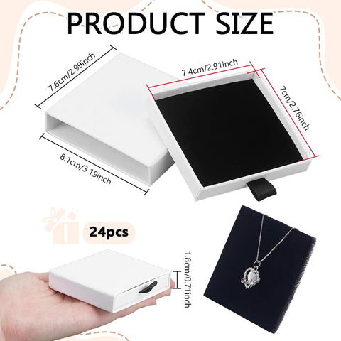 NBEADS 24Pcs Cardboard Jewelry Packaging Boxes, 8.1x7.6x1.8cm Square Jewelry Packaging Box with Lid and Sponge Inside for Ring Necklaces Bracelets