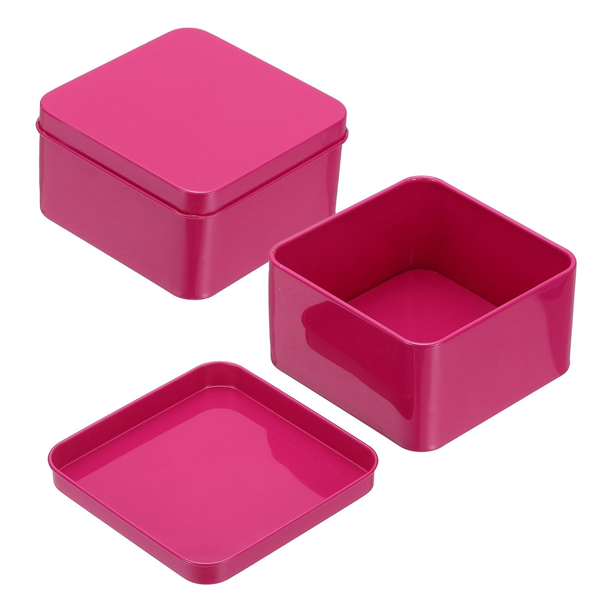 sourcing map 2Pcs Metal Tin Box, 3.1x1.8 Square Empty Tinplate Containers with Lid Portable Storage Box Candy Jars for Valentine's Day