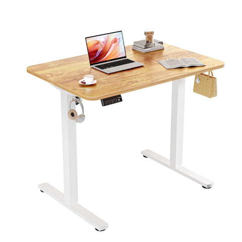 ERGOMAKER Electric Standing Desk 90x60cm, 2 Memory Heights, Light Brown