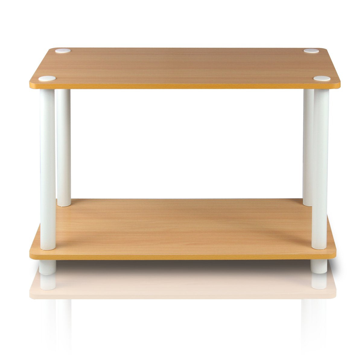 Furinno TURN-N-TUBE Side Table, Rectangle End Table with Open Shelf, Toolless Assembly Night Stand, Bedside Table, for Living Room, Bedroom, Beech
