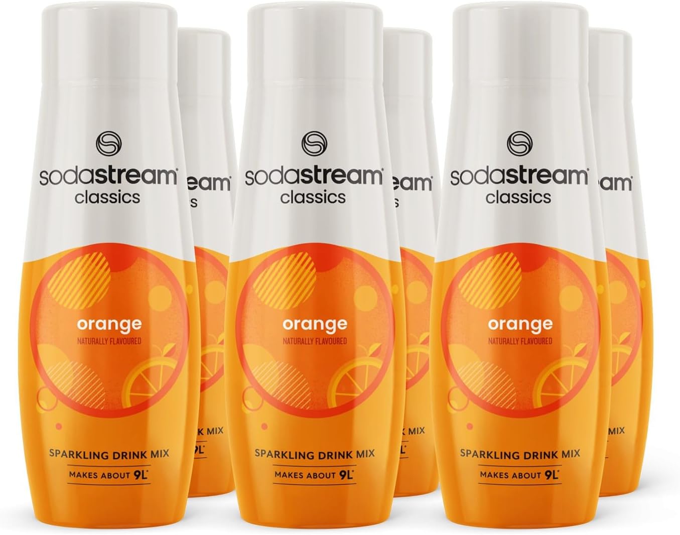 Flavours Orange Mix, Fizzy Drink Maker Concentrate with Natural Fruit Flavouring, Aspartame Free SodaStream Syrup, Fizzy Orange Sparkling Water Flavouring - 6X 440ml Multi Pack
