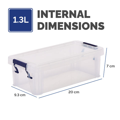 Bankers Box Storage Box 1.3L (10 Pack) - BPA-Free, Stackable Plastic Organizer with Clip-Lock Lid