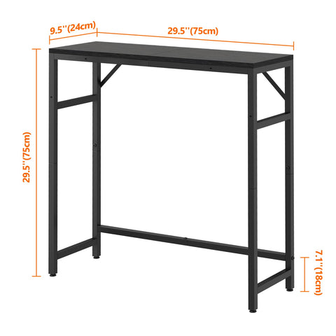 Livofloral Narrow Console Table, 75 cm Entryway Table with 2 Support Bar, Thin Sofa Table, Small Couch Table, Display Table