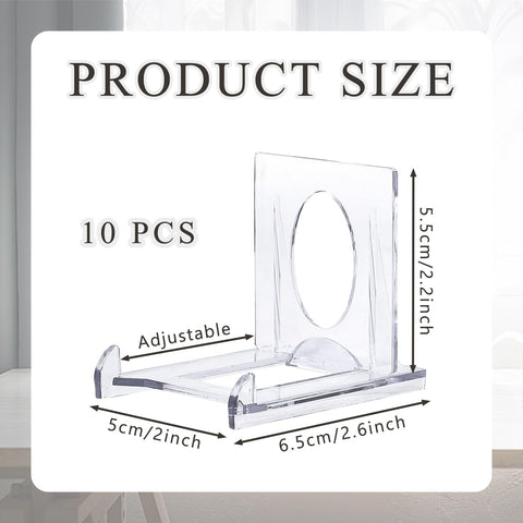 SYEYCW 10 Pcs Acrylic Display Stand, Clear Adjustable Clear Acrylic Plastic Display Stands, Multifunctional Card Display Stand, for Photos