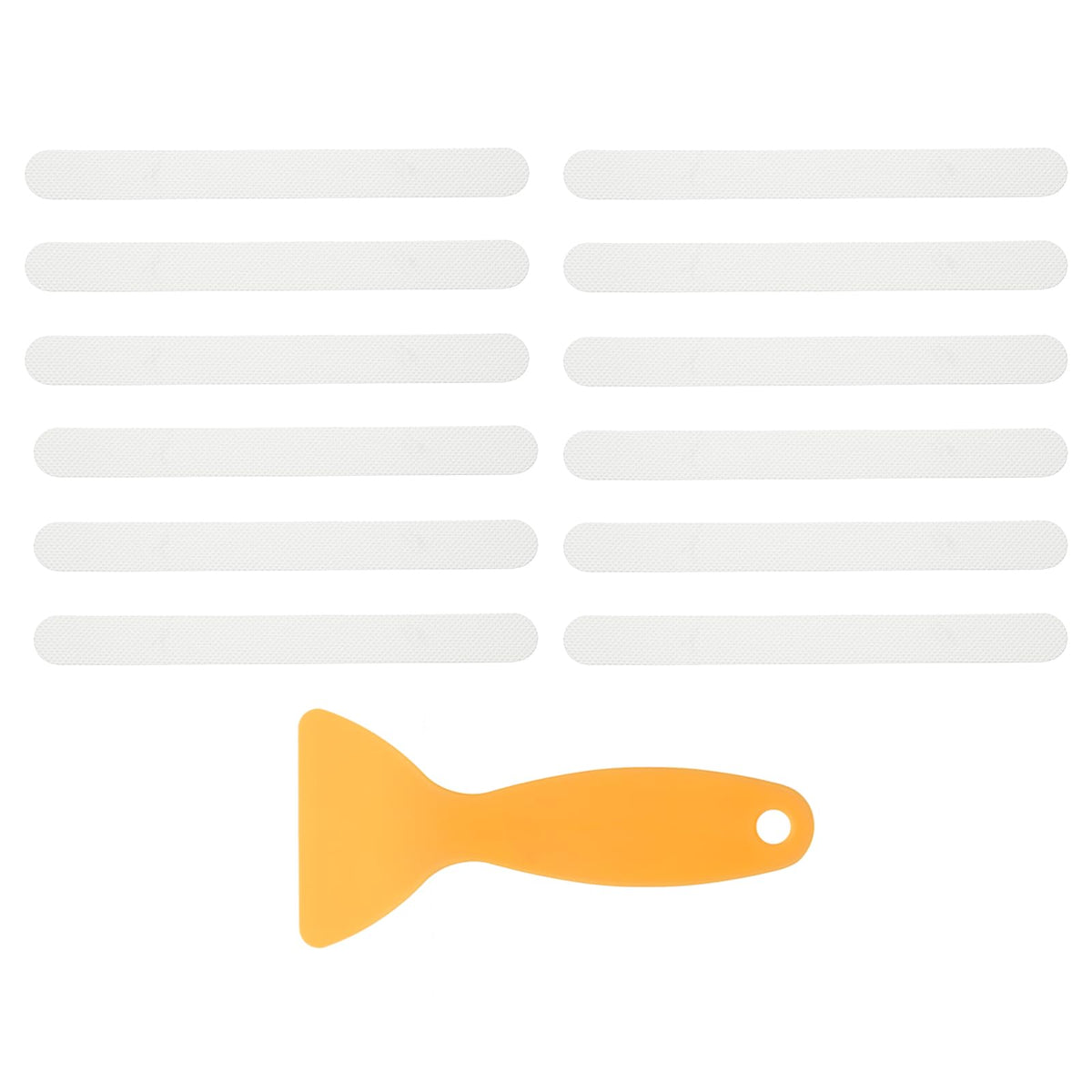 sourcing map 12pcs Non-Slip Bathtub Stickers, Anti-Slip Shower Stickers Showers Treads Strip Shaped Appliques with Scraper for Bath Tub Shower Stairs