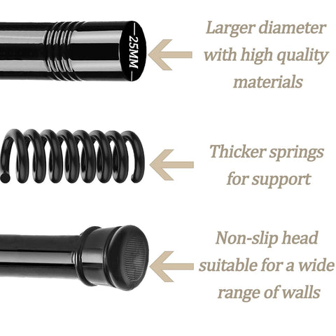 Extendable Curtain Poles No Drill Curtain Pole Tension Rods For Curtains Or Windows Shower Wardrobe White 85-230Cm Ø32mm