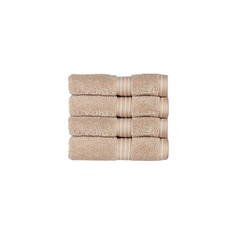 Christy Supreme Hygro 4 Face Cloths Set | Stone Beige | 100% Luxury Supima Cotton | Ultra Soft | Super Absorbent | 650GSM | 4 Wash Cloth Flannels