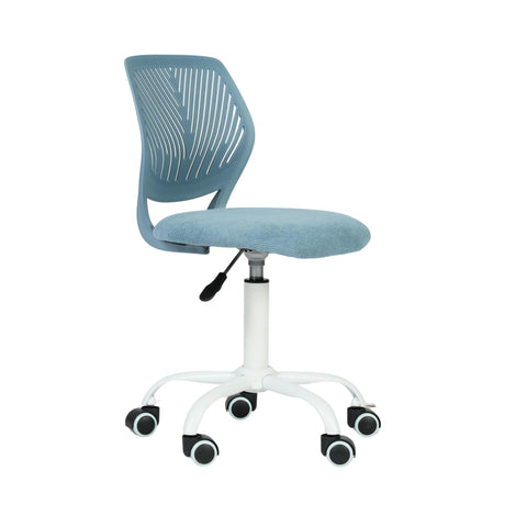 FurnitureR Ergonomic Adjustable Height Turner Rolling Computer Executive Chair for Home Office Study Pale Blue, Metal Plastic, 38CM x39CM x75-85CM