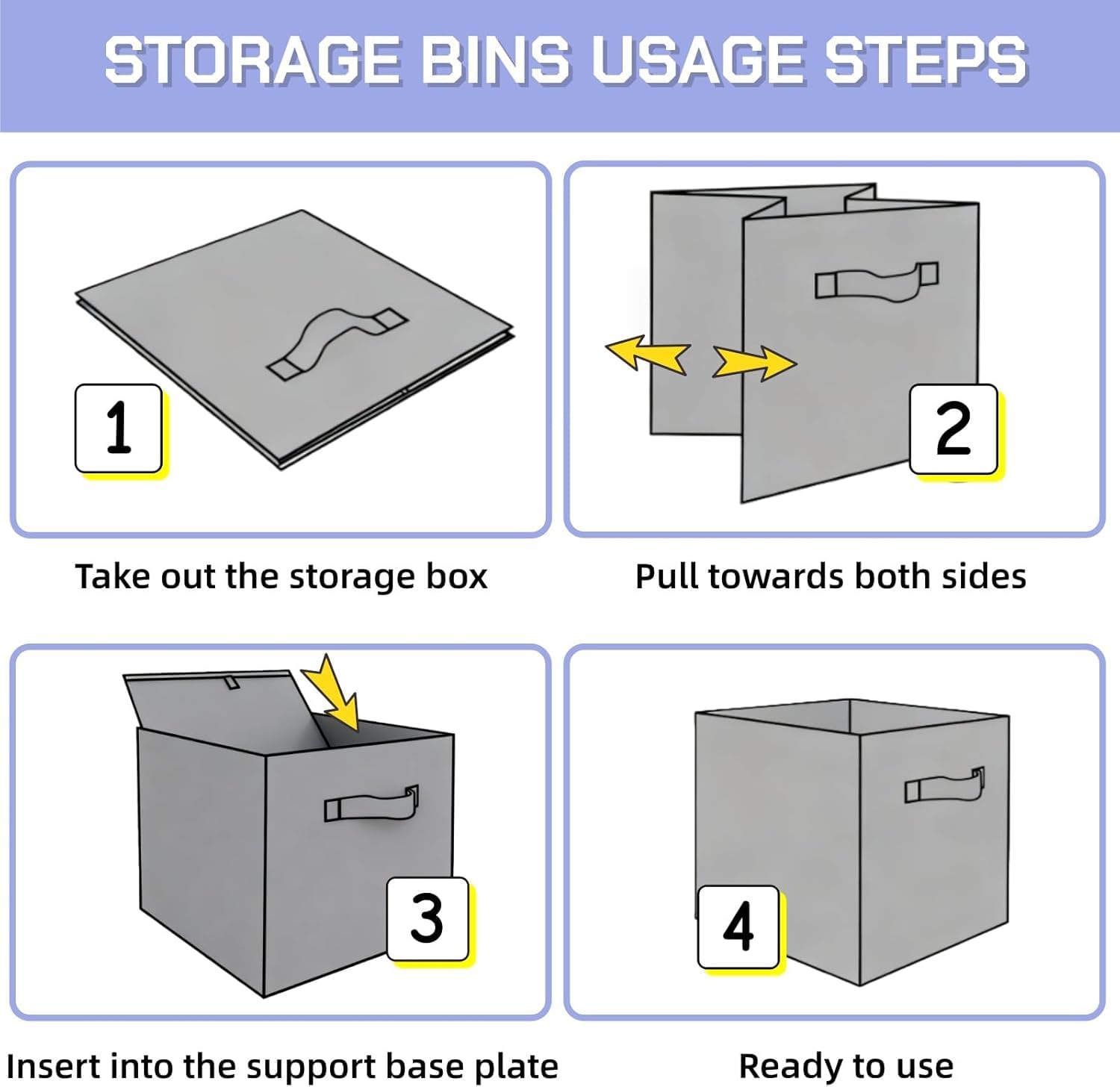 Siocok Cube Storage Boxes, 6 Pack Collapsible Fabric Storage Cube Organiser Bins with Handles