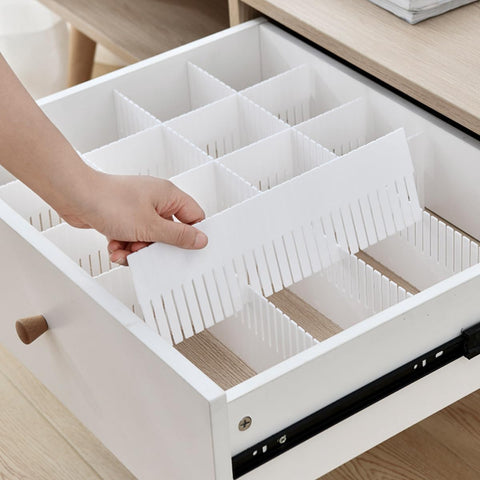 FOLANDO Drawer Dividers, Adjustable Drawer Organizers, Freely Cut and Combinable, Plastic Drawer Organiser Draw Separators for Socks Underwear Makeup