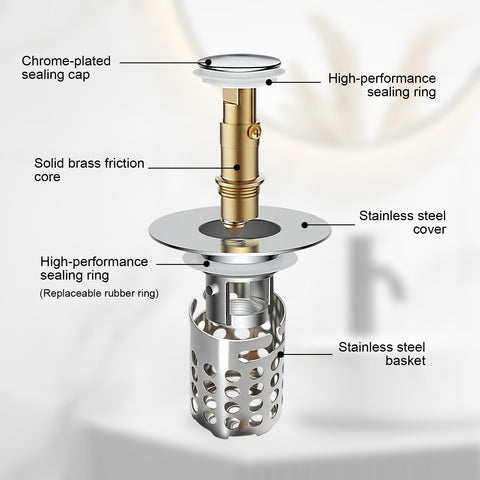 1Pcs Stainless Steel Kitchen Sink Strainer Plug Shower Drain Hair Catcher,Universal Pop Up Stopper with RemovableStainless Steel Filter Basket Hair