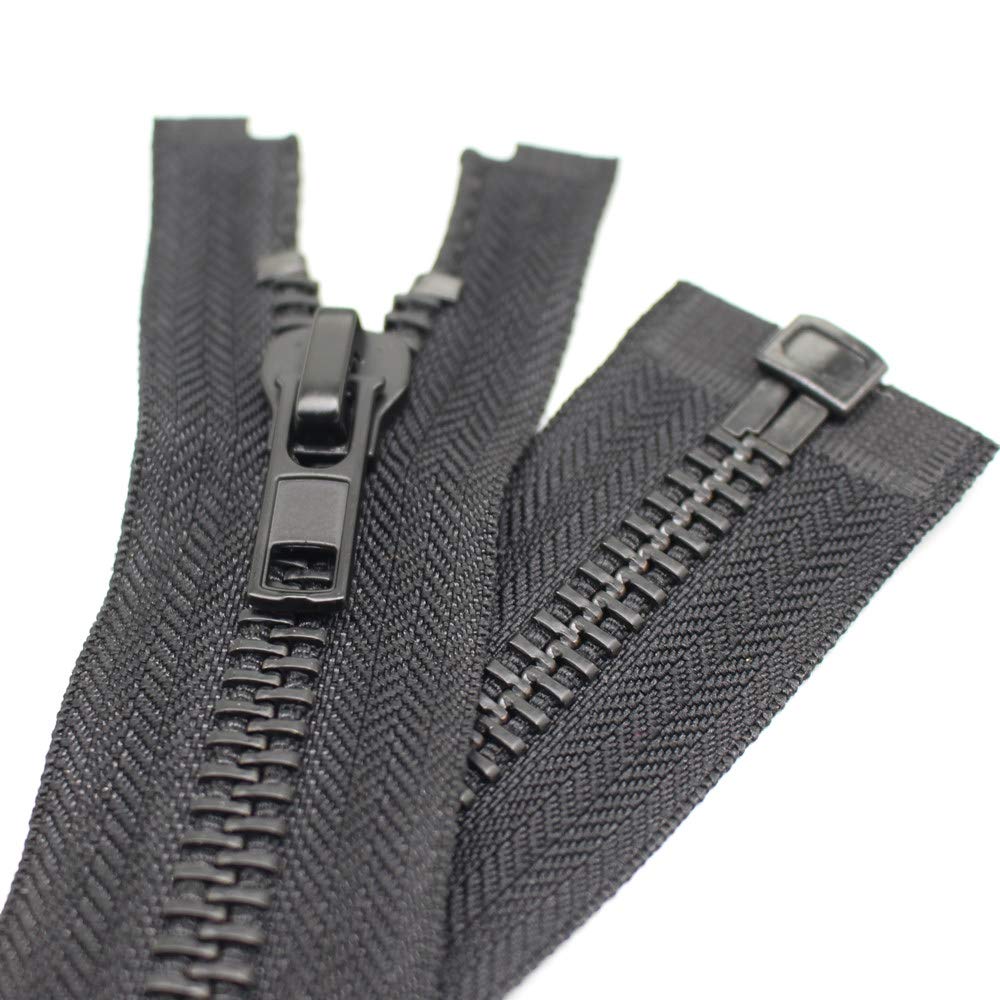 YaHoGa 38 cm #10 Large Zip Metal Zip Separable Zip for Coat, Jacket (Black)