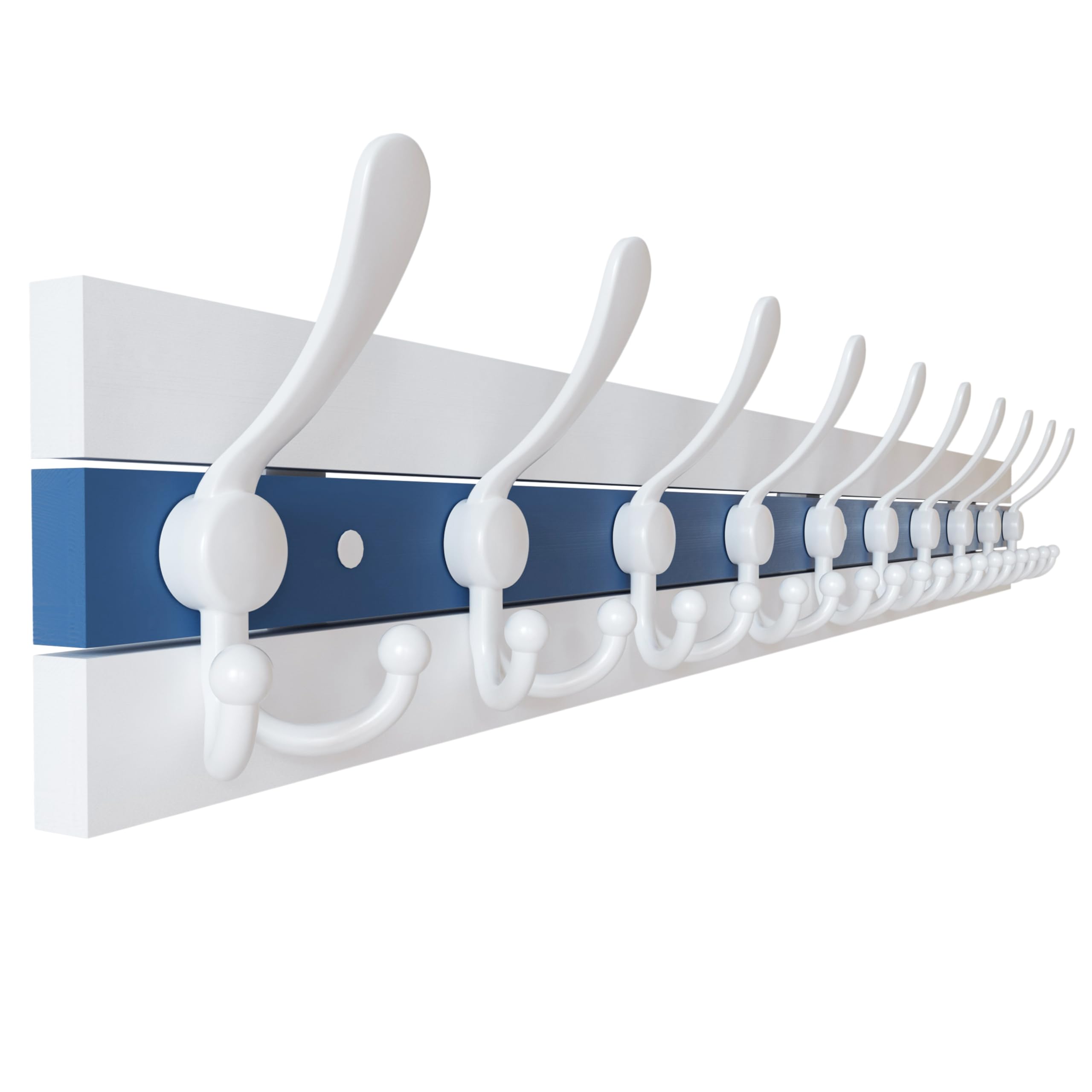 SKOLOO Coastal Wall Mounted Coat Rack - 97cm Beach House Entryway Wooden Coat Hook with 10 Hooks for Hanging Coats, Hats or Towels