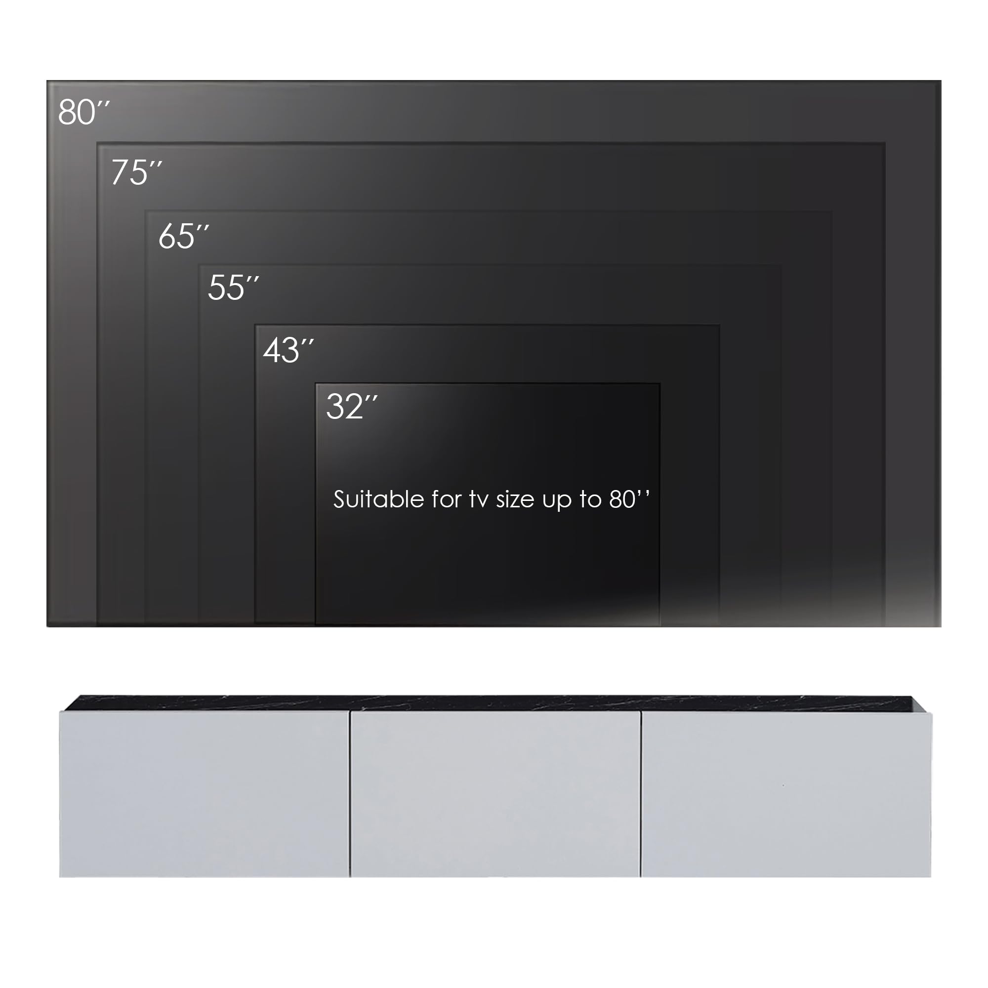 Atelier Mobili Floating TV Stand for 75/65 Inch TV, Wall Mounted Entertainment Center, TV Console