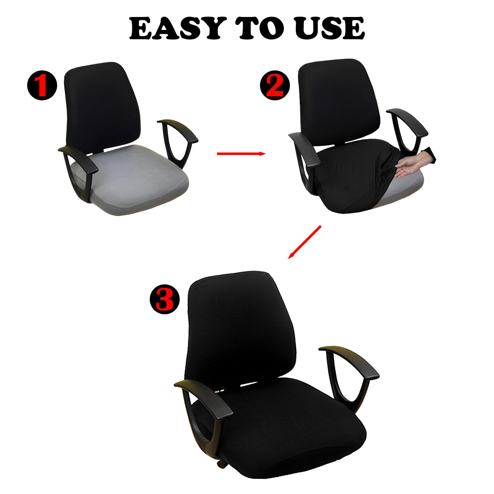 Wvbzf 2Pcs Office Chair Cover, Removable Washable Desk Chair Cover, Stretch Chair Sea Cushion Protector Computer Chair Cover