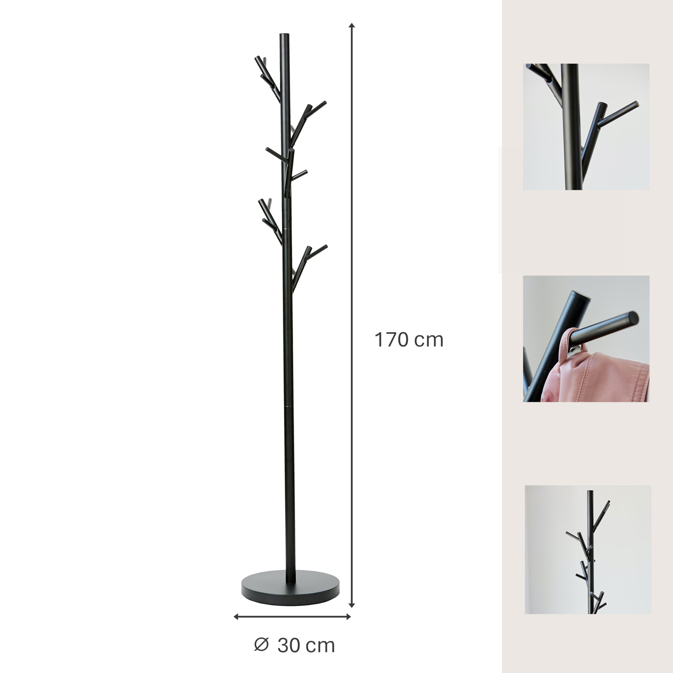 LOVE IT STORE IT Loft Metal Coat Stand - Modern Jacket Stand for Hallway, Bedroom, Office - 170 cm High Stable - Matt Black
