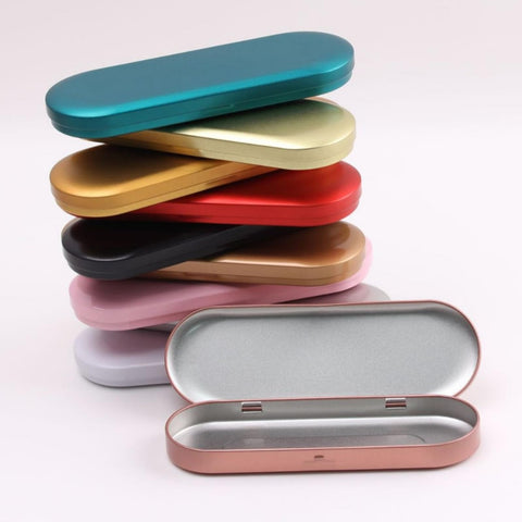 Aoktorkit 1PCS Metal Tin Box Container, 17.5x6x1.8cm Oval Empty Mini Storage Box Portable Storage Container with Lid for Small Items, Red