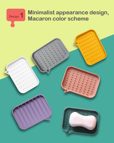 3Cboutique Silicone Self Draining Soap Dish, Bar Soap Holder Storage Tray for Bathroom Shower, Soap Dish, Sponges…