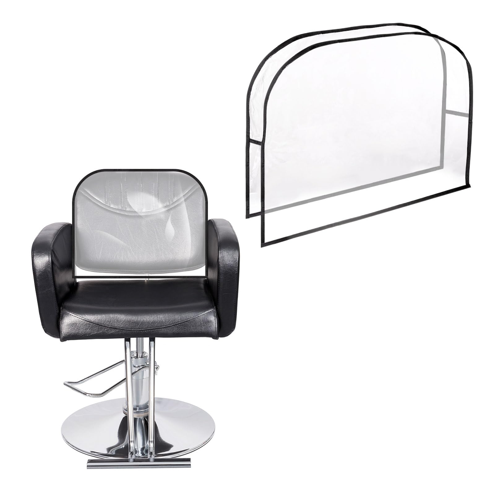 sourcing map Salon Chair Cover, 20" x 16" x 5" Clear Plastic Chair Back Cover Protectors Waterproof Seat Slipcovers for Most Standard Salon