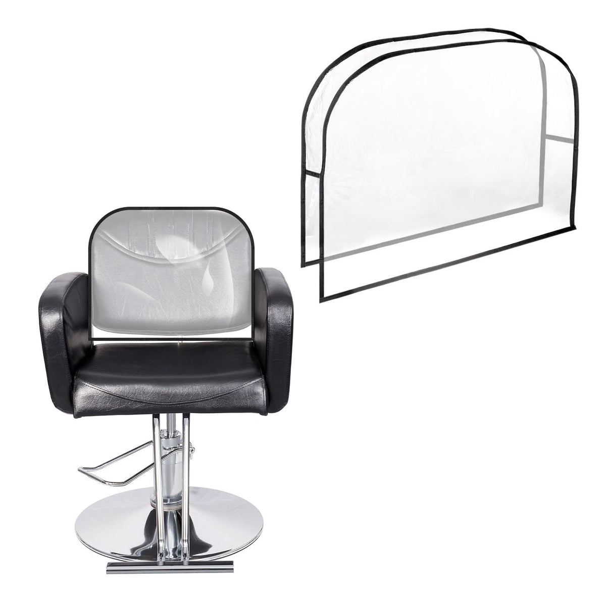 sourcing map Salon Chair Cover, 20" x 16" x 5" Clear Plastic Chair Back Cover Protectors Waterproof Seat Slipcovers for Most Standard Salon