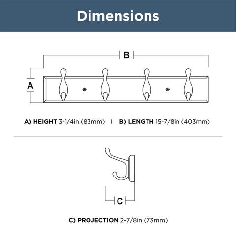 Franklin Brass Casual Curve Wall Mounted Pure White 16 in. Coat Rack, 4 Nickel Hooks, B46717K-PMN-C