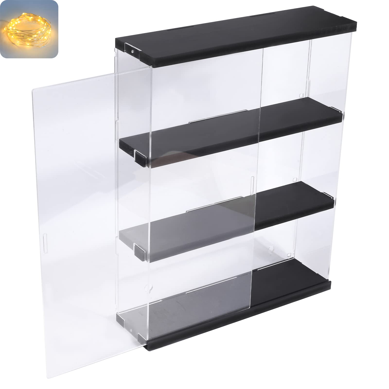 Nynelly 3 Shelf Clear Acrylic Display Case with Door - Wall Display Shelf for Models, Figures, Funko Pop, Pop Mart, Labubu, Sonny Angel, Smiski