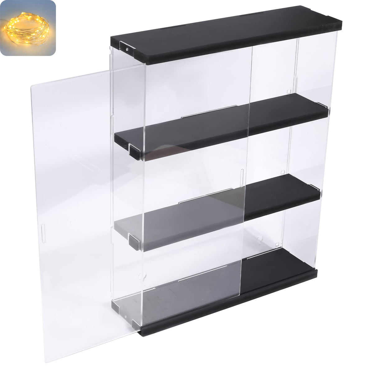 Nynelly 3 Shelf Clear Acrylic Display Case with Door - Wall Display Shelf for Models, Figures, Funko Pop, Pop Mart, Labubu, Sonny Angel, Smiski