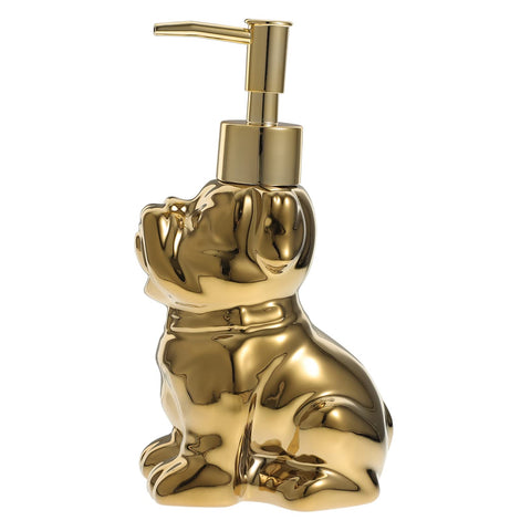 Cabilock 280ml Ceramic Dog Shaped Lotion Dispenser Bottle Gold Plated Stylish Shampoo and Shower Gel Holder for Bathroom Accessories