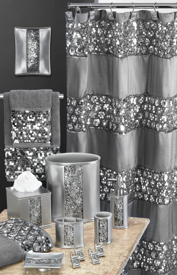 Zahari Home Sinatra Bath Tumbler Toothbrush and Toothpaste Holder Makeup Brushes Organizer, Silver