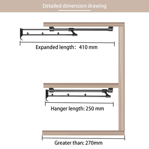 Pull out Clothes Rail,Pull out Hanger Rail Length 9.8-17.7 Inches Adjustable,Telescopic Clothes Rail Save Storage Space,for Storing Clothes and