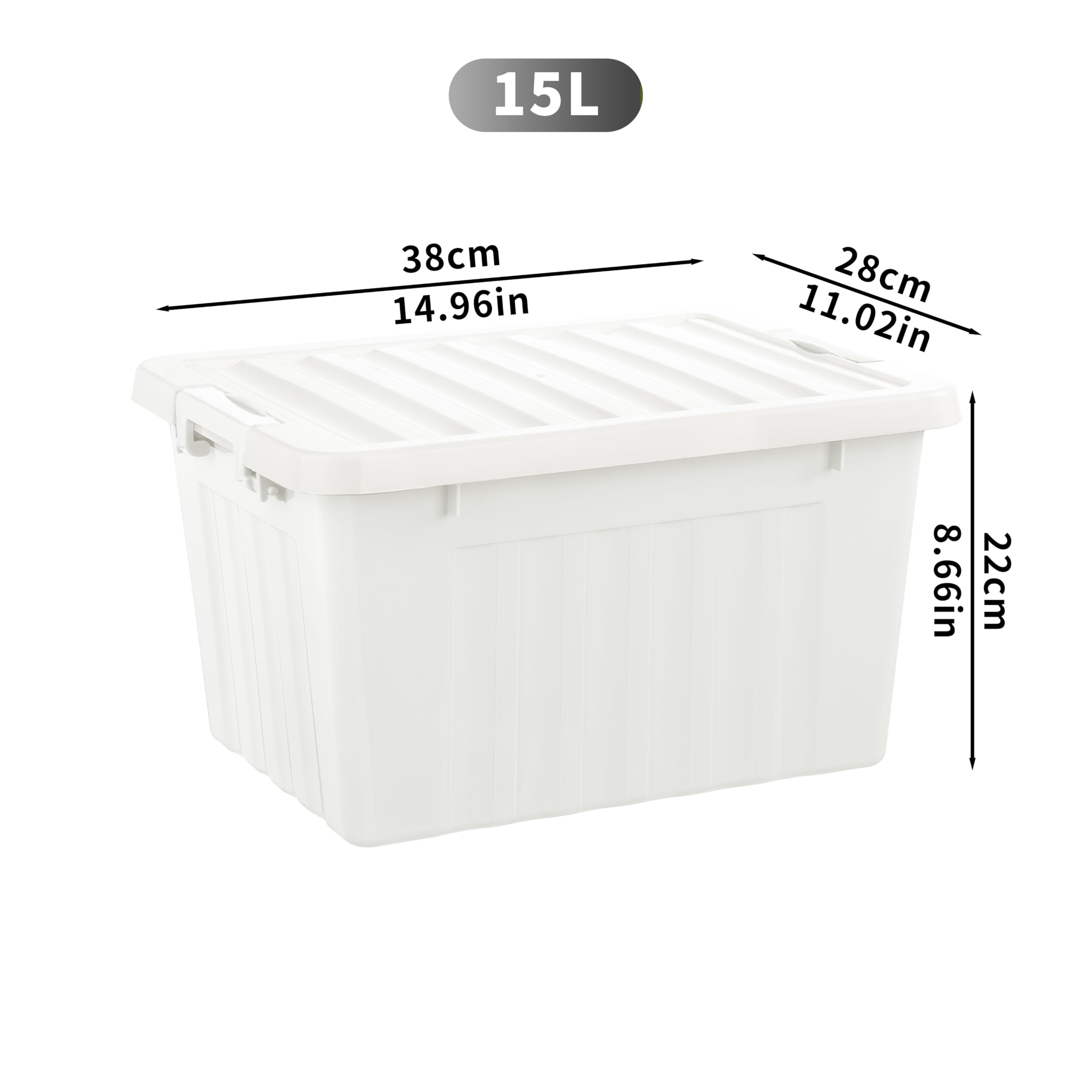 Cetomo 15L*3 Storage Boxes with Lids, Plastic Storage Box with Secure Side Latches, Stackable & Nestable Organizer for Home, Office, Moving, PP