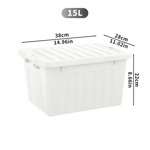 Cetomo 15L*3 Storage Boxes with Lids, Plastic Storage Box with Secure Side Latches, Stackable & Nestable Organizer for Home, Office, Moving, PP