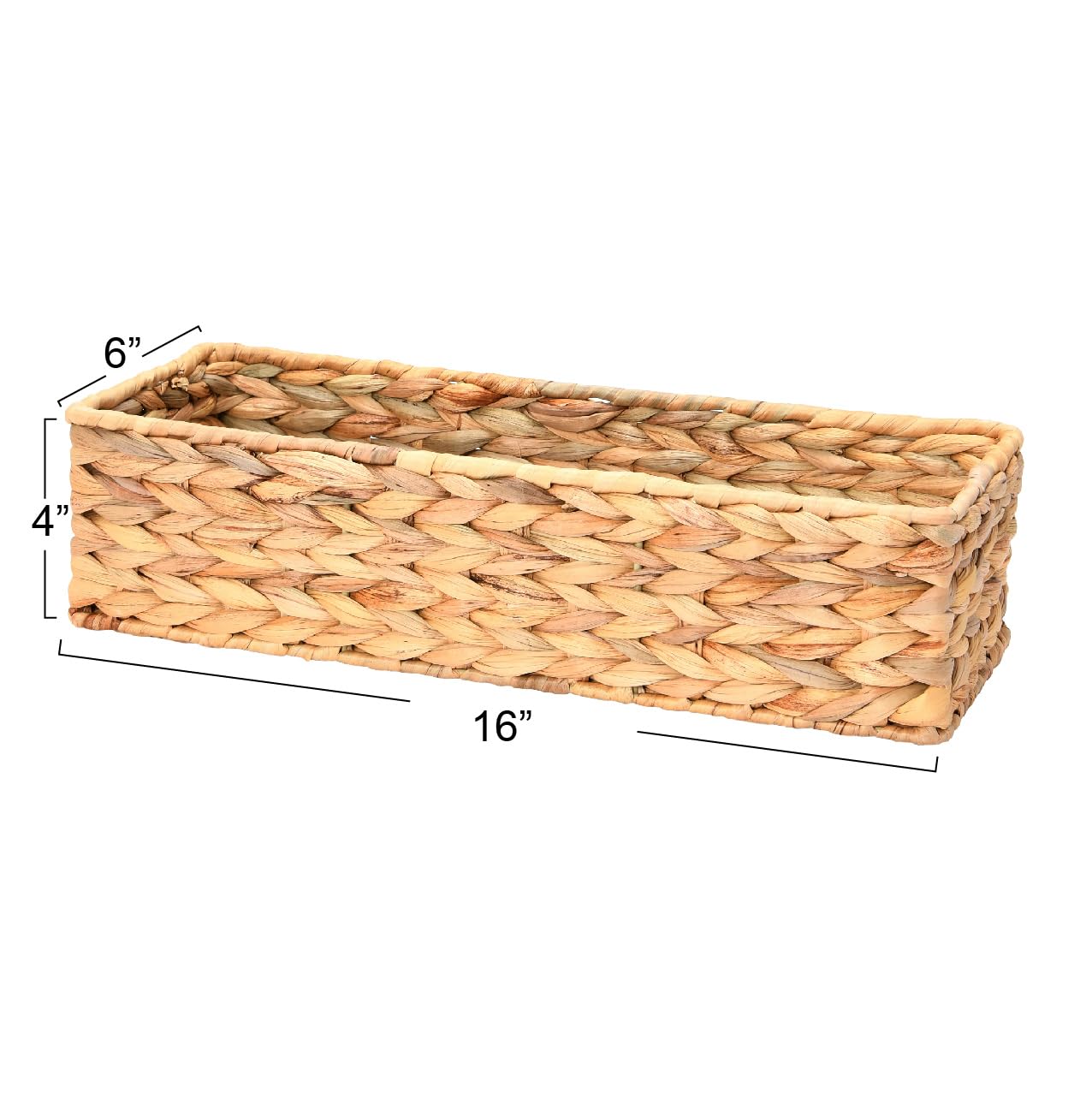 Household Essentials Water Hyacinth Rectangular Storage Basket, Natural