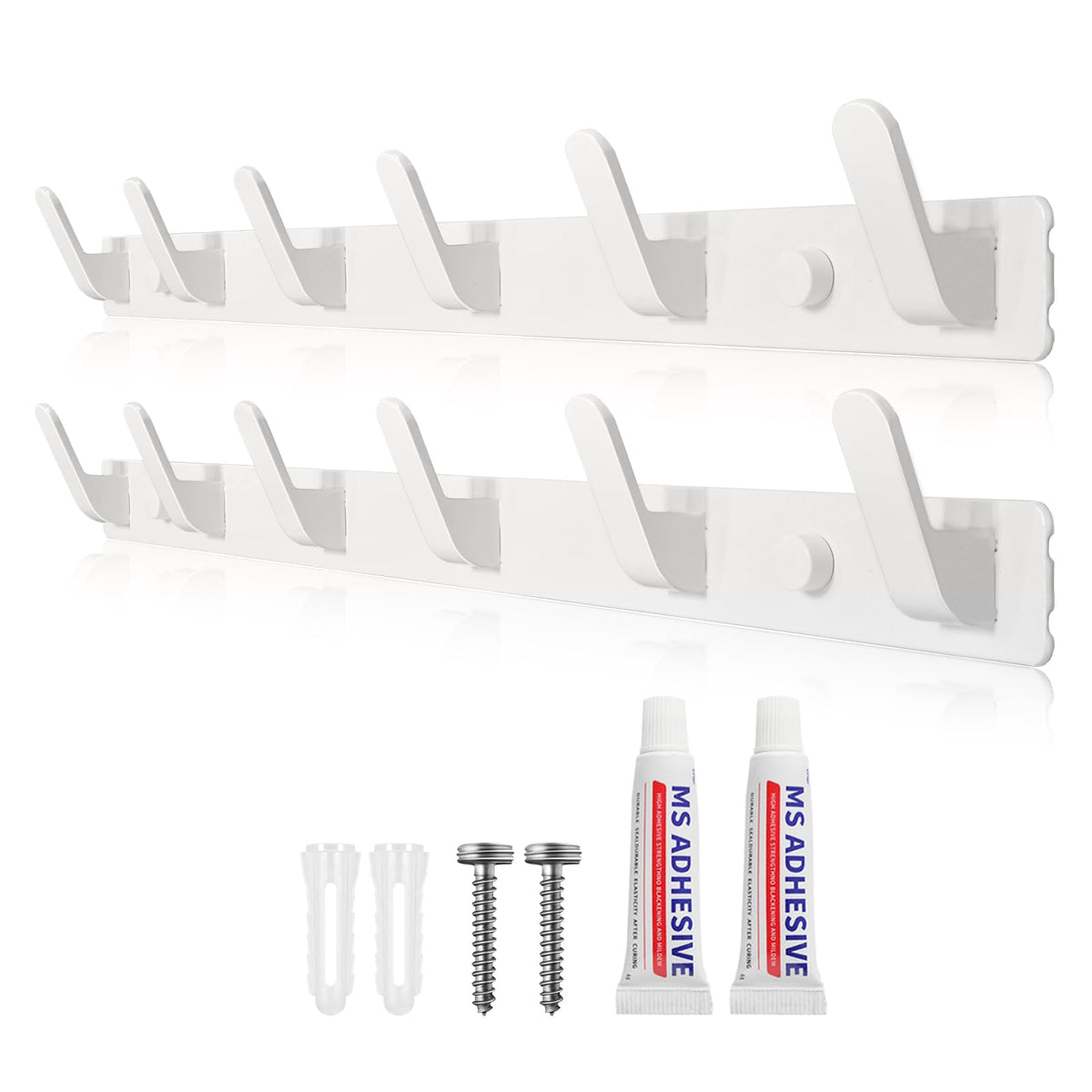 Sevenpers 2 Pack Coat Hooks Wall Mounted, Heavy Duty Coat Rack with 6 Hooks