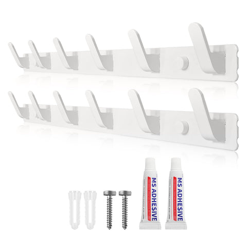 Sevenpers 2 Pack Coat Hooks Wall Mounted, Heavy Duty Coat Rack with 6 Hooks