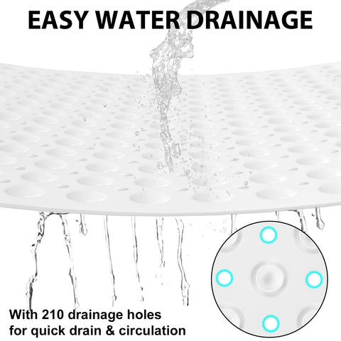Square Shower Mat Non Slip: 70 X 70 cm Large Shower Mats for Inside Shower - Soft TPE Shower Mat Anti Slip Anti Mould with Drain Hole in Middle