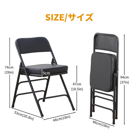 BOOSDEN Folding Chair Foldable Chair, Faux Leather Fold Up Chairs for Office, Dining, Portable and Compact Metal Frame Folding Seat