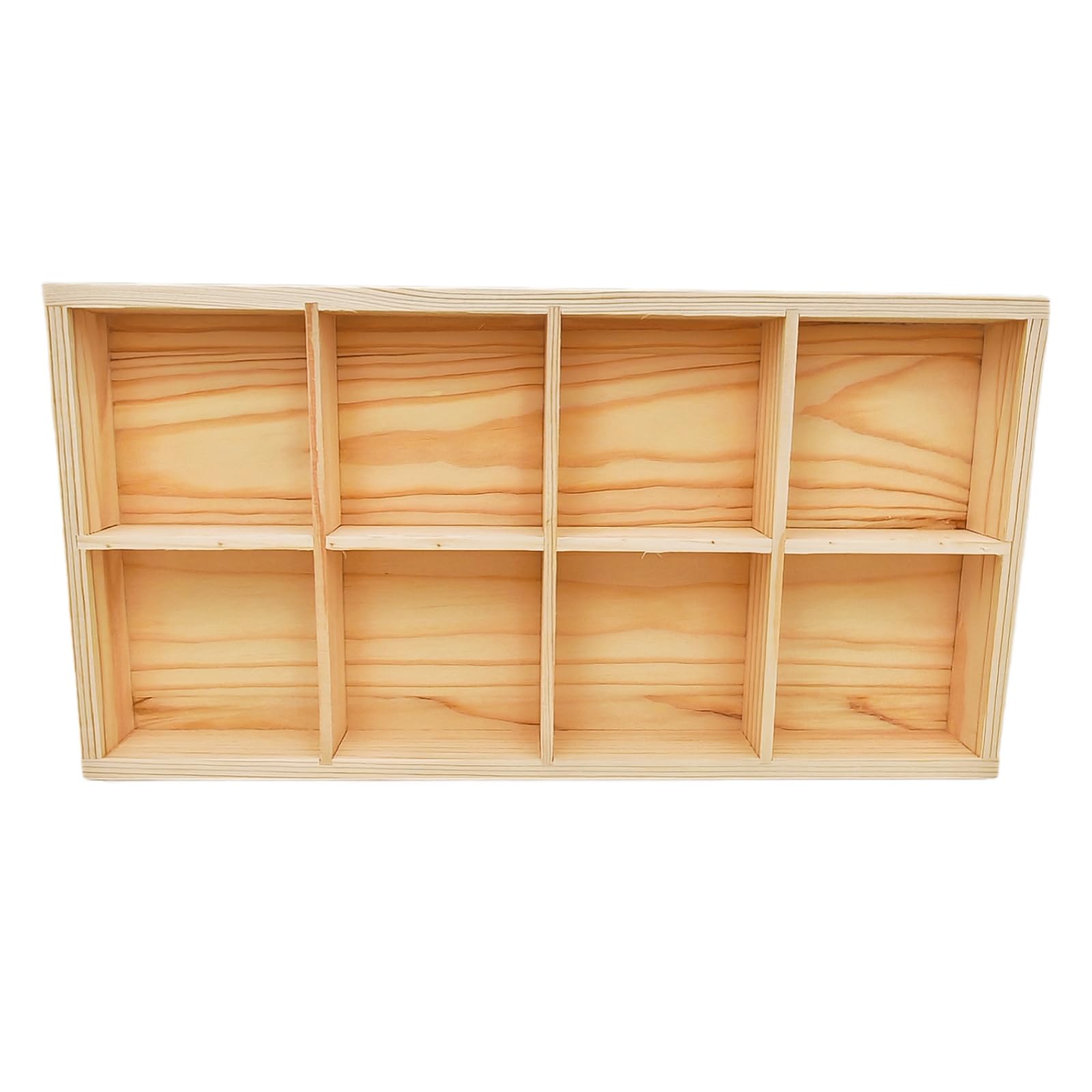 Anktily Unfinished Wooden Storage Divider Box, 8 Compartments Showcase Display Box, Socks Organizer, Underwear Storage Case