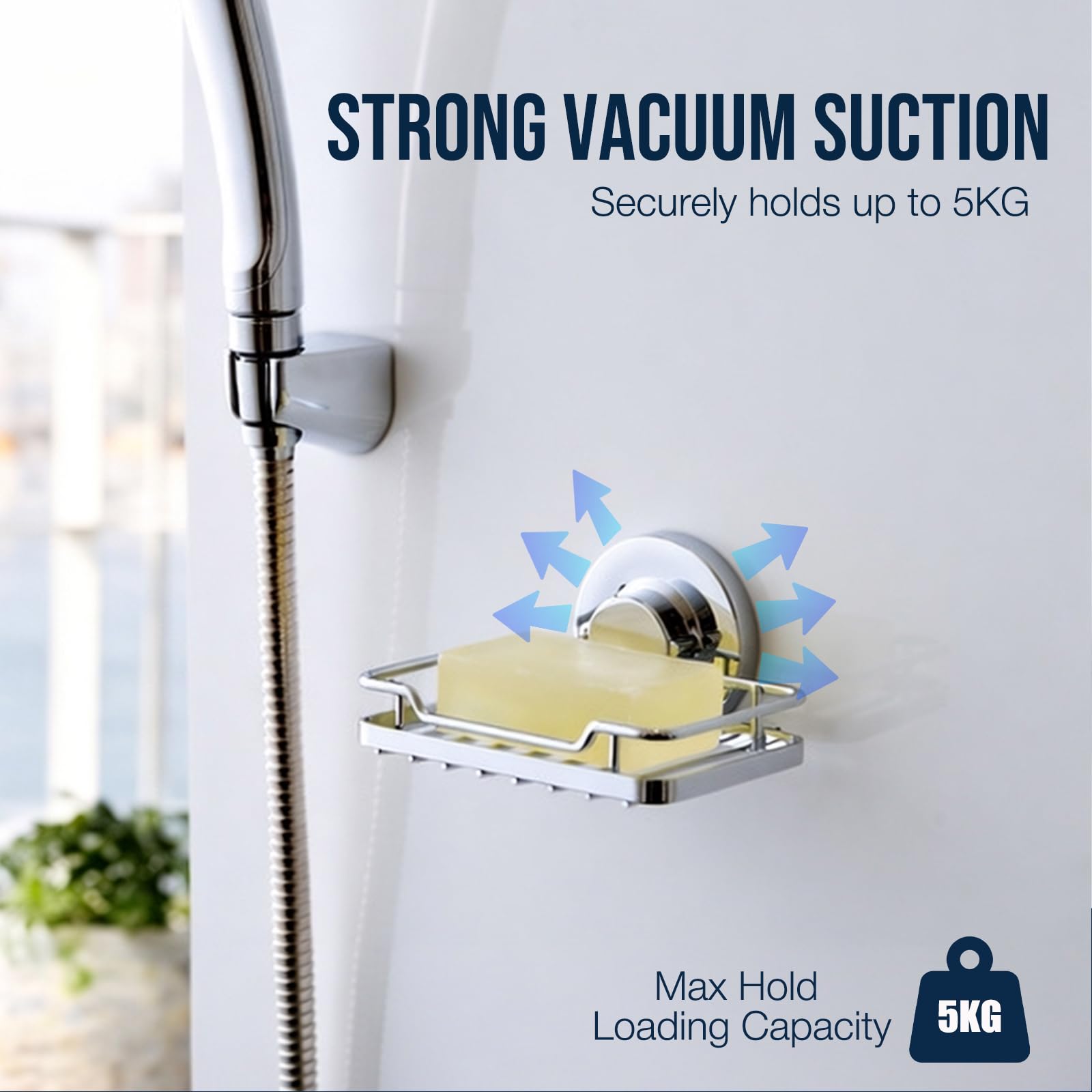 Poywaze Suction Soap Dish for Shower, Stainless Steel Soap Holder with Strong Vacuum Suction Cup, No Drilling Soap Holder Basket